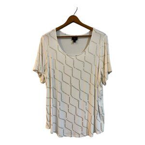 JM Collection Plus Size 2X T Shirt Short Sleeves White Gold